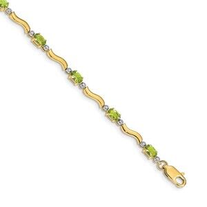 14k Yellow Gold Fancy Diamond & Peridot Bracelet